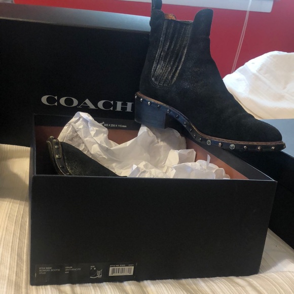 Coach Black Anthracite  Suede Boots - Picture 1 of 4